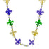 40" Purple, Green And Gold Fleur De Lis Necklace