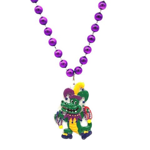 36 12Mm Metallic Purple Bead With Alligator Medallion