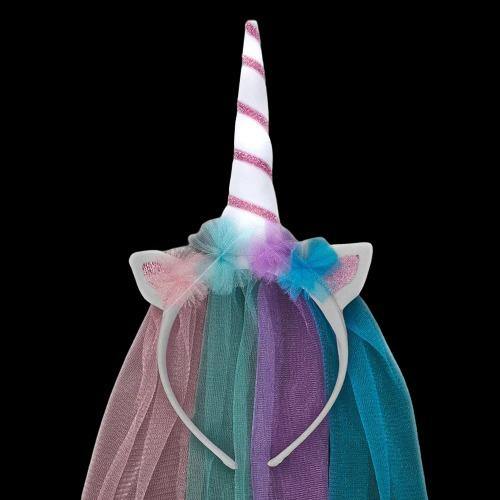 LED Light Up Princess Unicorn Ears with Veil Headband
