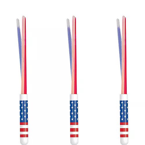 Patriotic American Flag Triple Glow Wands