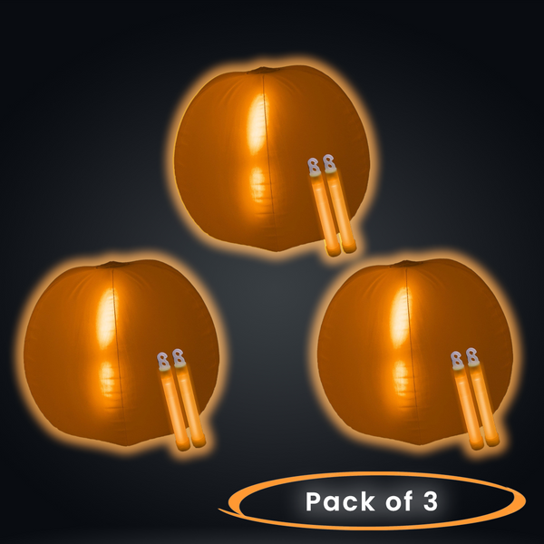 24 Inch Glow in The Dark Orange Beach Ball - Pack of 3
