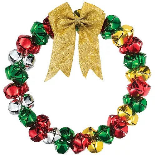 10 Inch Jingle Bell Metal & Fabric Wreath