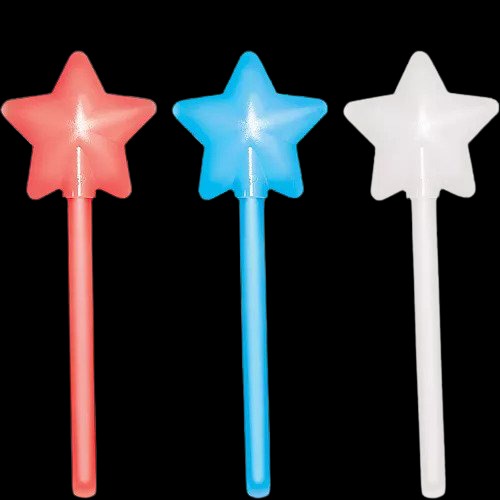 Patriotic Red, White & Blue Star Glow Wands