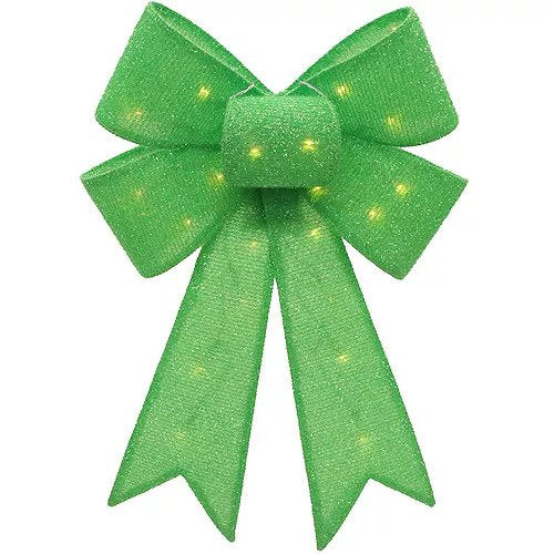 21 Inch Light-Up Mardi Gras Fabric Bow