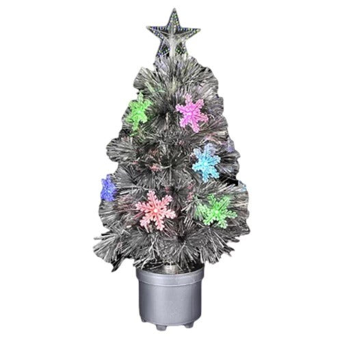 Silver Mini Christmas Tree With Color Changing Lights