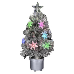 Silver Mini Christmas Tree With Color Changing Lights