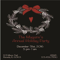 Sophisticated Wreath Black Holiday Card or Invitations