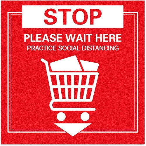 Social Distancing Floor Decals 10.8 Square - Pack of 5