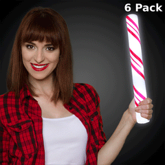 LED Light Up 16" Christmas Candy Cane Foam Sticks - Pack of 6