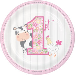 Pink Farm Party 1St Birthday Dessert Plates