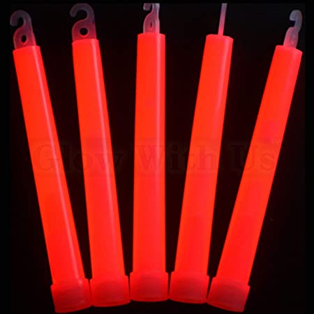 6 Ultra-Bright Emergency Industrial Grade Red Glow Sticks - Pack of 12