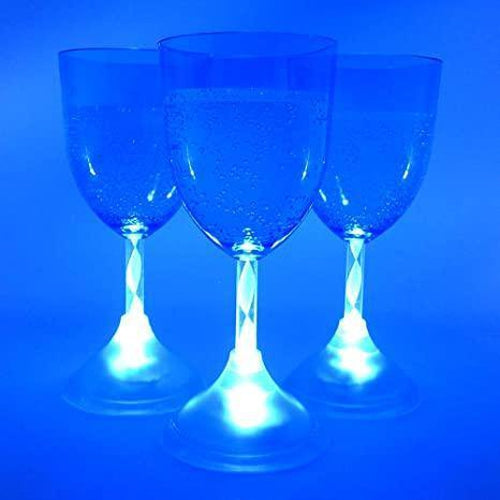 LED Light Up Blue Flashing 11 oz Wine Glasses