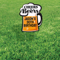 Personalized Cheers & Beers Mug-Shaped Yard Sign