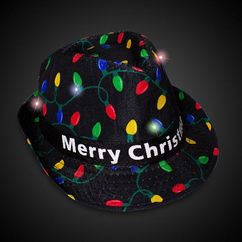 LED Light Up Merry Christmas Fedora Hat