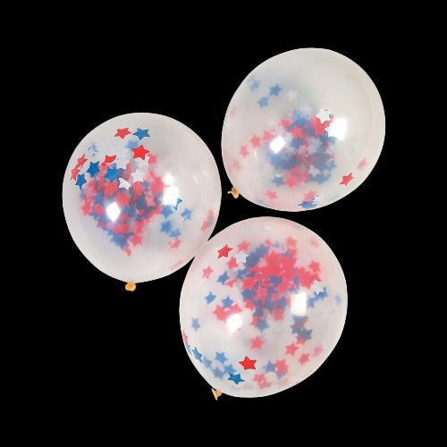 11 Latex Patriotic Confetti-Filled Balloons