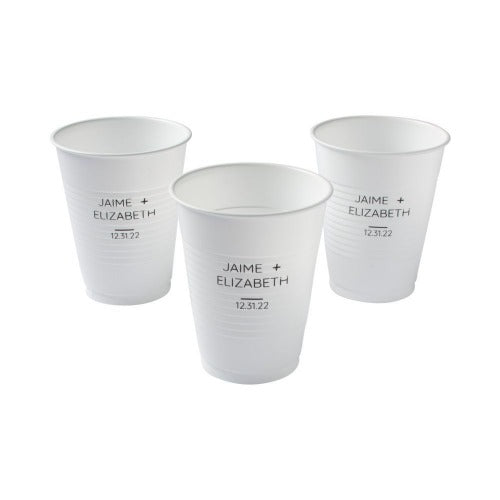 Personalized White Wedding Name Plastic Cups