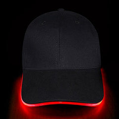 LED Lighted Red  Glow Hat Black Fabric