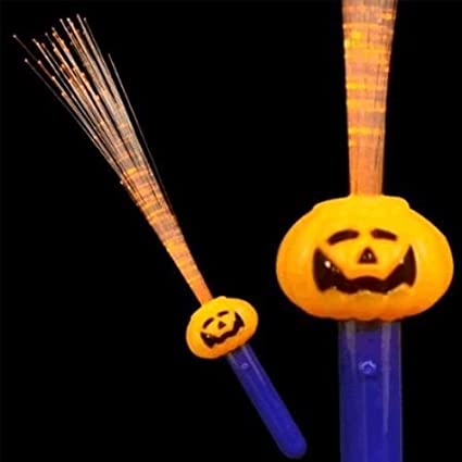 LED Fiber Optic Halloween Pumpkin Wand | PartyGlowz
