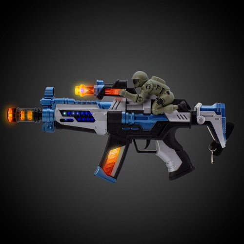 LED Toy Machine Gun With Military Figure Strap And Sound