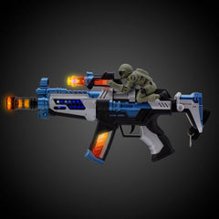 LED Toy Machine Gun With Military Figure Strap And Sound