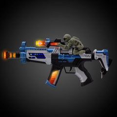 LED Toy Machine Gun With Military Figure Strap And Sound