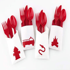 Firetruck Birthday Cutlery Bag Set