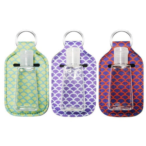 30 ml Hand Sanitizer Empty Refillable Bottle with Flip Cap and Keychain, Fish Scale Design Pack of 3