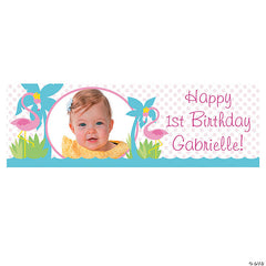 Flamingo Party Photo Custom Banner - Small