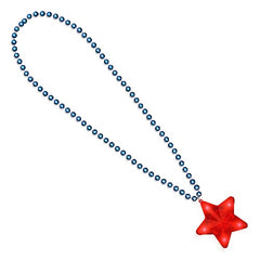Flashing Red Star Charm Pendant With Blue Beaded Necklace