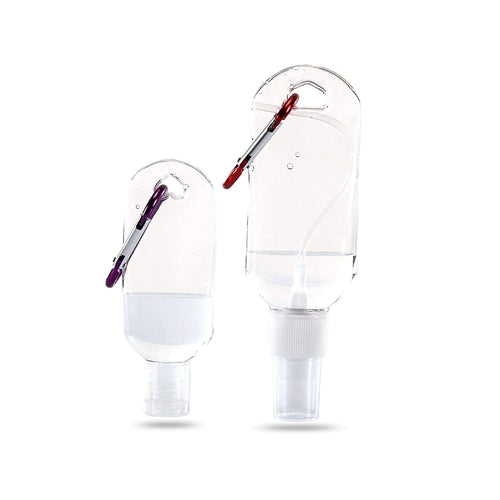 Clear Hand Sanitizer Empty Bottles With Flip Cap and Keychain 30ml and 50ml (Pack of 2)