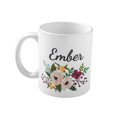 Personalized Floral Ceramic Coffee Mug