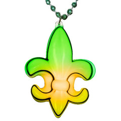 Light Up Fleur De Lis Mardi Gras Beads Necklace