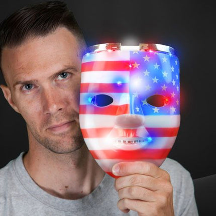 LED Light Up Patriotic Skull Mask | PartyGlowz