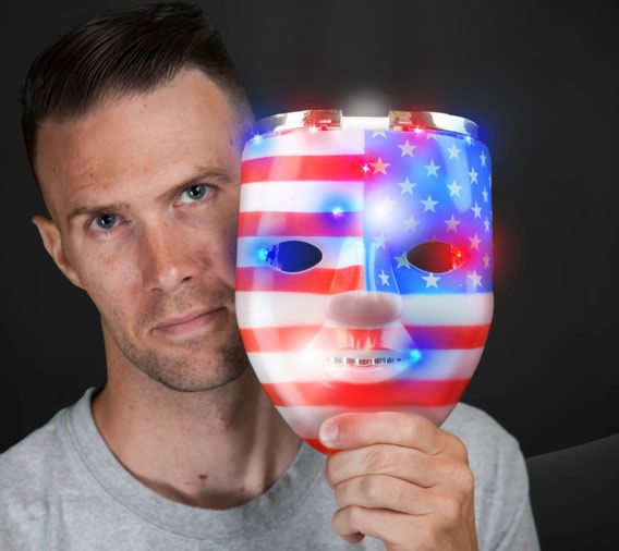 LED Light Up Patriotic Skull Mask | PartyGlowz