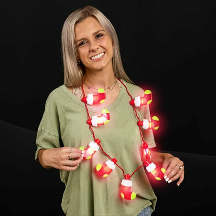 LED Light Up Flashing Christmas Stocking Necklace