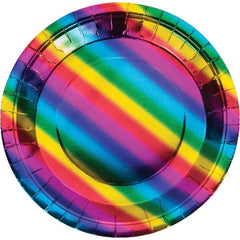 7" Rainbow Foil Paper Dessert Plates