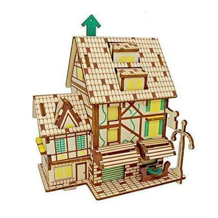 Natural Wood 3D Puzzle French CAFE Craft Building Set