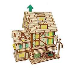Natural Wood 3D Puzzle French CAFE Craft Building Set