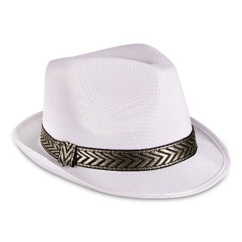 White Funky Straw Fedora Hat