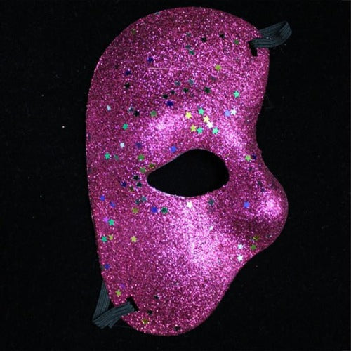 Hot Pink Half Face Glitter Mask - Pack of 2 Sparkly Masks