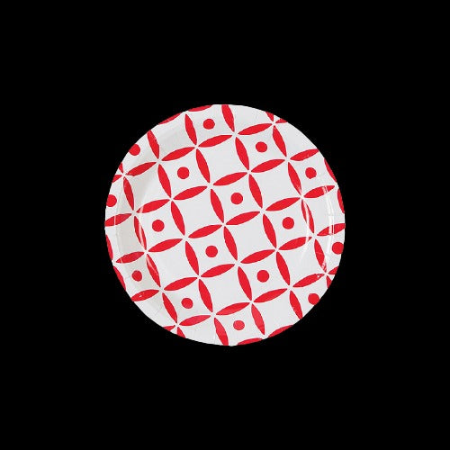 Red Geometric Paper Dessert Plates