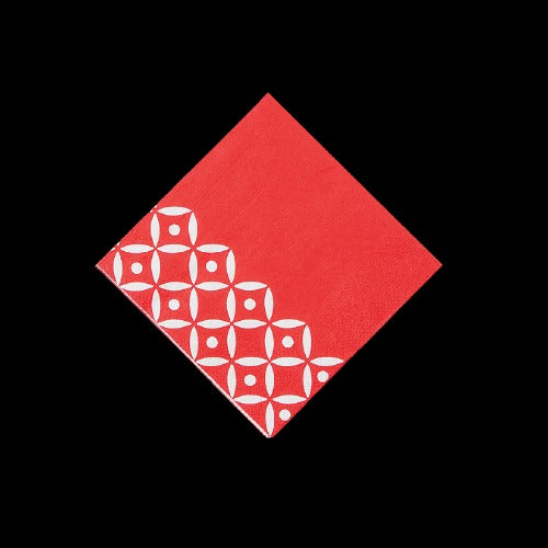 Red Geometric Beverage Napkins