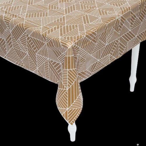 Geometric Print Gold & White Tablecloth