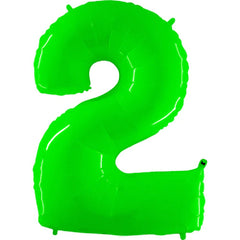 40" Number 2 - Neon Lime Green Foil Mylar Balloon