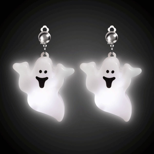 LED Light Up Jumbo Ghost Clip-On Earrings 1 Set
