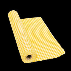 Yellow Gingham Plastic Tablecloth Roll - 100 Feet