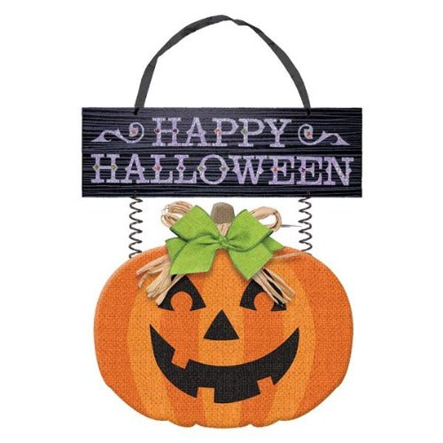 Jack-O-Lantern Glitter Hanging Sign