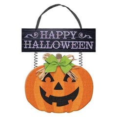 Jack-O-Lantern Glitter Hanging Sign