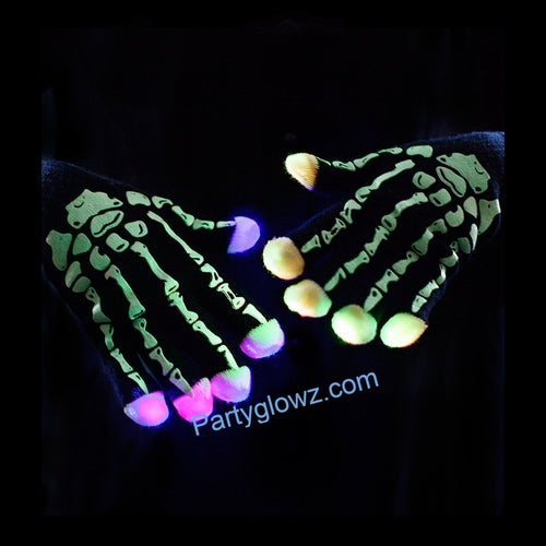 LED Skeleton Gloves - Pair of 1
