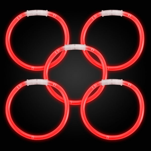 8 Inch Premium Glow Stick Bracelets Red